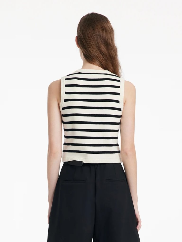 Goelia Knit Striped V-Neck Vest Cardigan — image 4 of 8